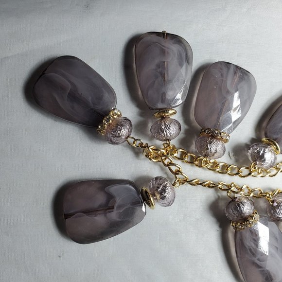 SOPHIA & KATE GOLD/GREY MARBELIZED STONE NECKLACE SET - Picture 3 of 4